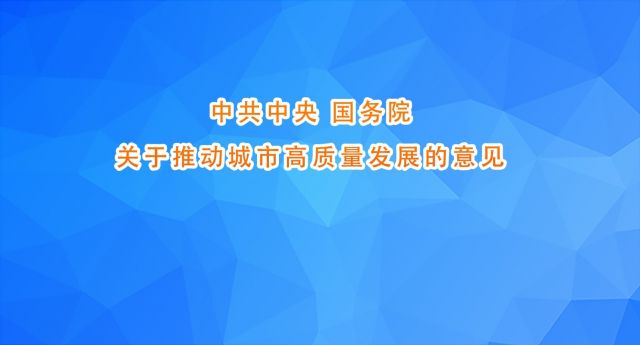 中共中央 国务院关于推动城市高质量发展的意见